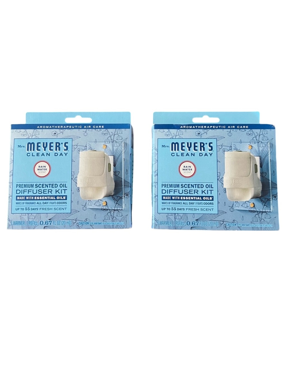 NWT Mrs. Meyer’s Clean Day Rain Water Scented Oil Diffuser Kit 2 Pack